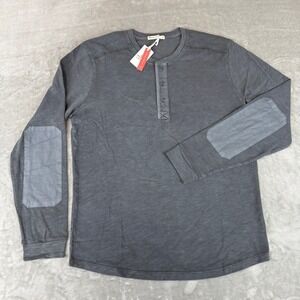 Marine Layer Heavy Slub Henley Shirt Mens Medium Forged Iron Gray $84 New NWT